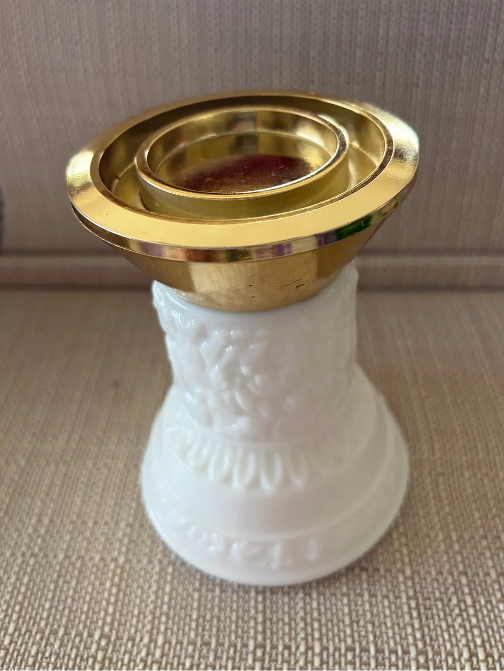 Vintage Avon Milk Glass Regency Candlestick Decanter / 1973 / EUC